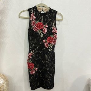 As U Wish Black and Floral Cocktail Party Dress Size Small
